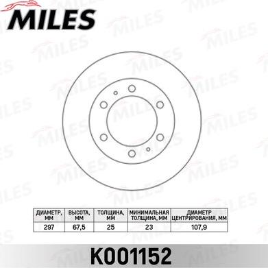 Miles K001152 - Спирачен диск vvparts.bg