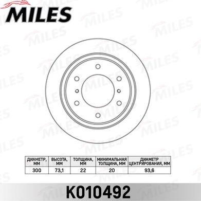 Miles K010492 - Спирачен диск vvparts.bg