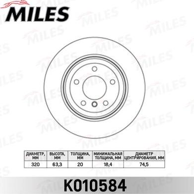 Miles K010584 - Спирачен диск vvparts.bg