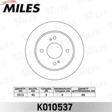 Miles K010537 - Спирачен диск vvparts.bg