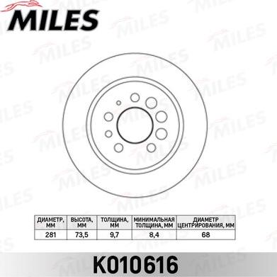 Miles K010616 - Спирачен диск vvparts.bg