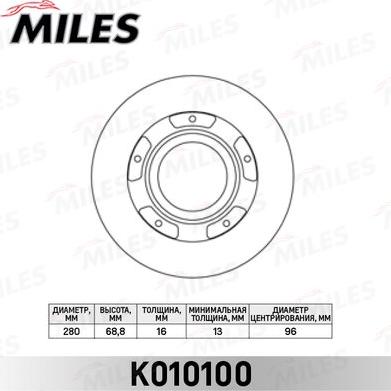 Miles K010100 - Спирачен диск vvparts.bg