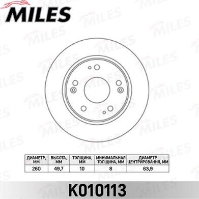 Miles K010113 - Спирачен диск vvparts.bg