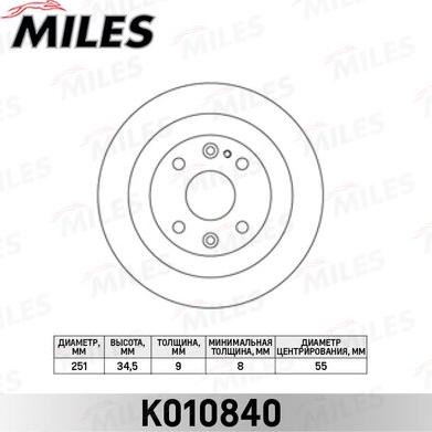 Miles K010840 - Спирачен диск vvparts.bg