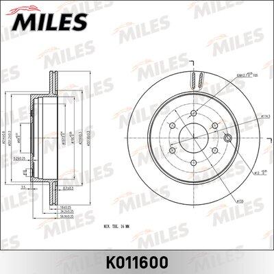 Miles K011600 - Спирачен диск vvparts.bg