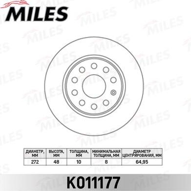Miles K011177 - Спирачен диск vvparts.bg
