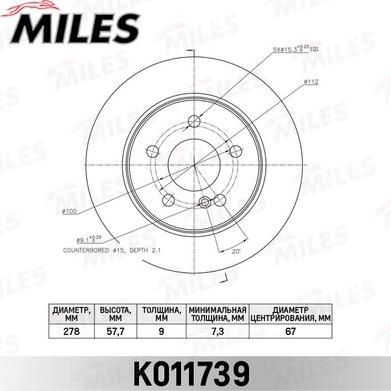 Miles K011739 - Спирачен диск vvparts.bg