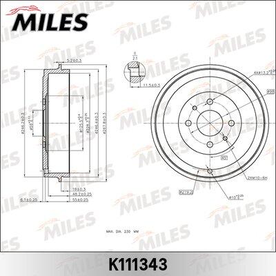 Miles K111343 - Спирачен барабан vvparts.bg