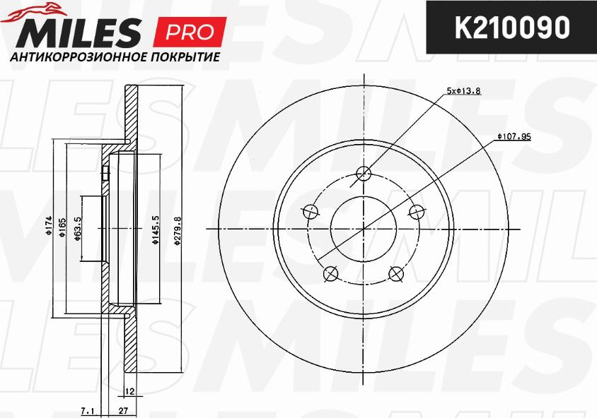 Miles K210090 - Спирачен диск vvparts.bg