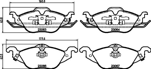 Mintex MDB1908 - Комплект спирачно феродо, дискови спирачки vvparts.bg