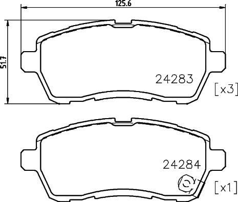 Mintex MDB3972 - Комплект спирачно феродо, дискови спирачки vvparts.bg