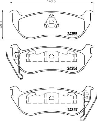 Mintex MDB2550 - Комплект спирачно феродо, дискови спирачки vvparts.bg