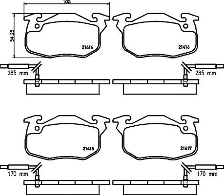 Mintex MDB2514 - Комплект спирачно феродо, дискови спирачки vvparts.bg