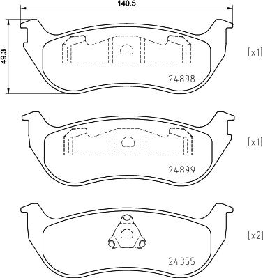 Mintex MDB2537 - Комплект спирачно феродо, дискови спирачки vvparts.bg