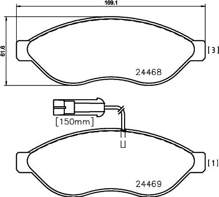 Mintex MDB2846 - Комплект спирачно феродо, дискови спирачки vvparts.bg