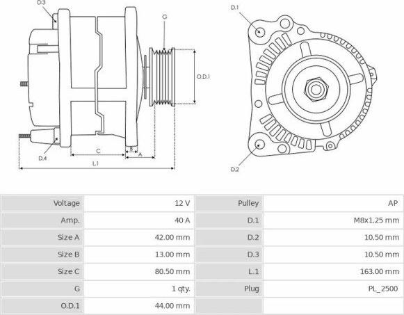 Mitsubishi A7T03877 - Генератор vvparts.bg