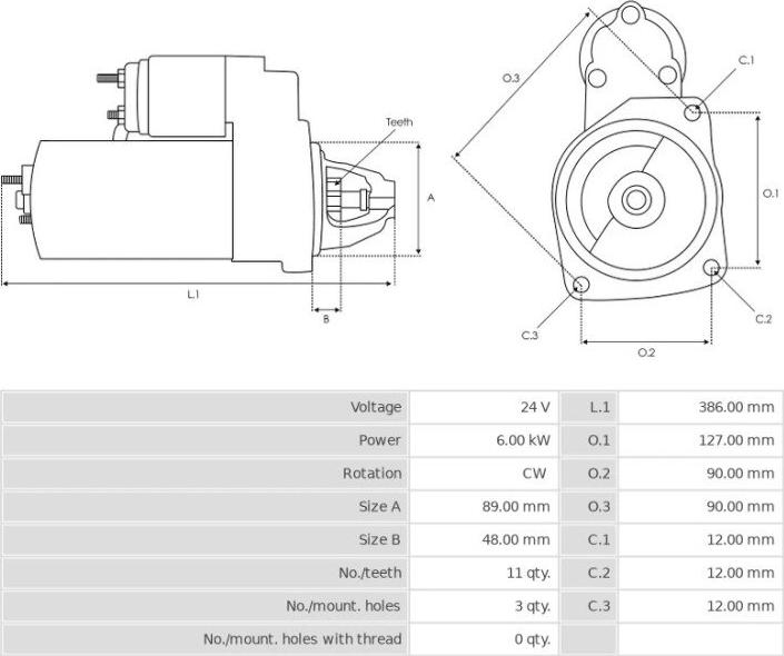 Mitsubishi M000A0301 - Стартер vvparts.bg