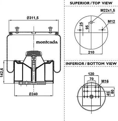 Montcada 0163410 - Маншон, въздушно окачване vvparts.bg