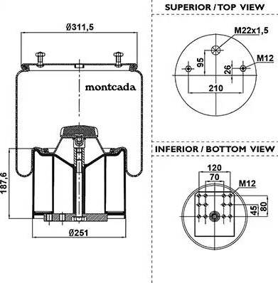 Montcada 0163300 - Маншон, въздушно окачване vvparts.bg