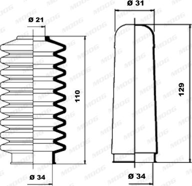 Moog K150007 - Комплект маншон, кормилно управление vvparts.bg