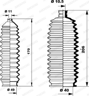 Moog K150102 - Комплект маншон, кормилно управление vvparts.bg