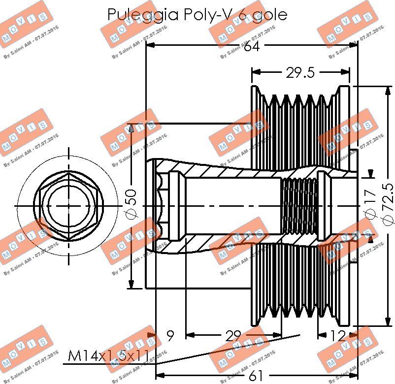 MOVIS AST3413 - Ремъчна шайба, генератор vvparts.bg