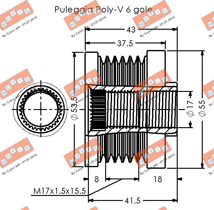 MOVIS AST3335 - Ремъчна шайба, генератор vvparts.bg