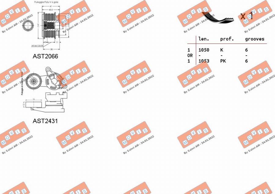 MOVIS ASTA0046 - Комплект пистов ремък vvparts.bg