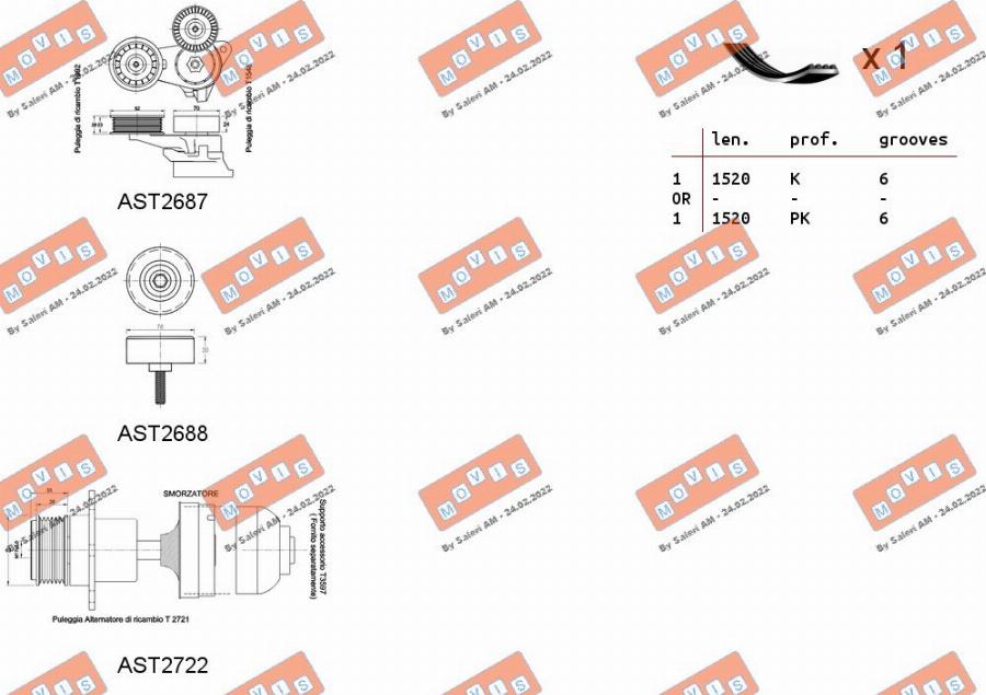 MOVIS ASTA0043 - Комплект пистов ремък vvparts.bg