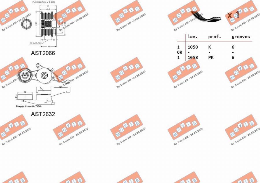 MOVIS ASTA0047 - Комплект пистов ремък vvparts.bg