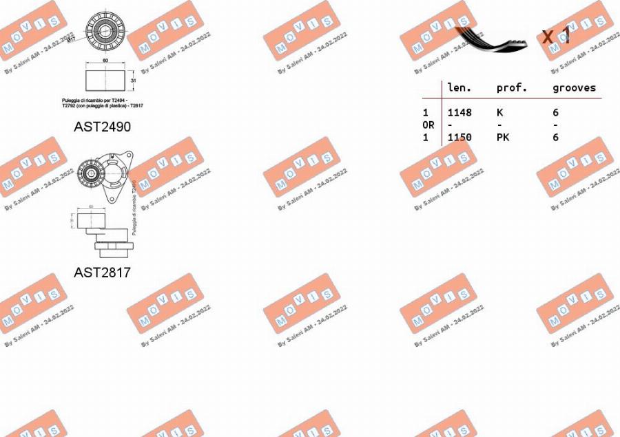 MOVIS ASTA0026 - Комплект пистов ремък vvparts.bg