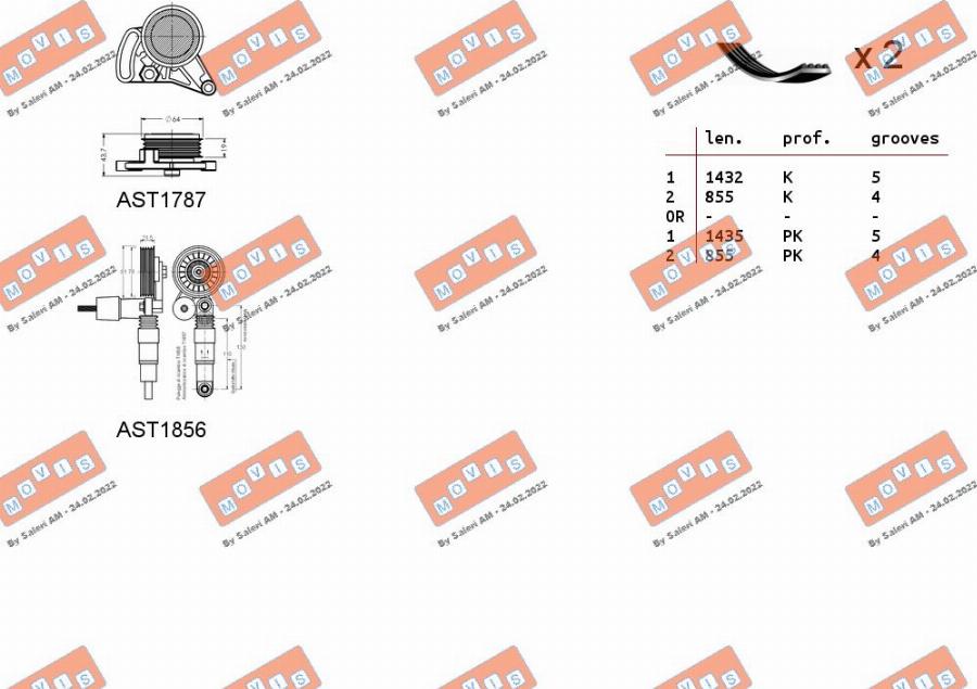 MOVIS ASTA0116 - Комплект пистов ремък vvparts.bg