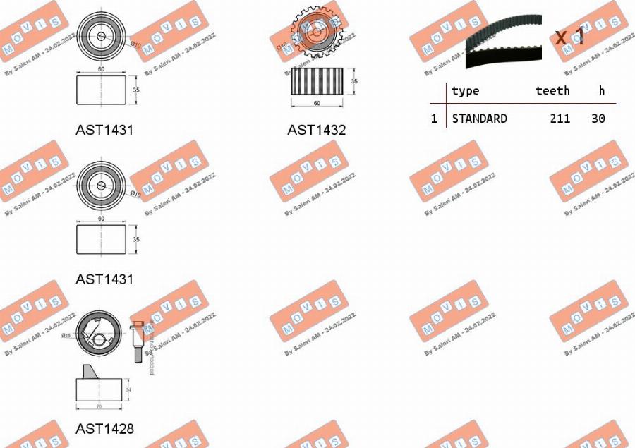 MOVIS ASTK0993 - Комплект ангренажен ремък vvparts.bg