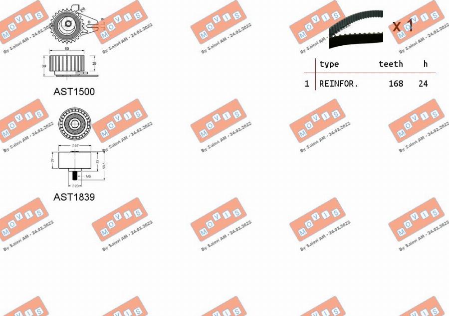 MOVIS ASTK0944 - Комплект ангренажен ремък vvparts.bg