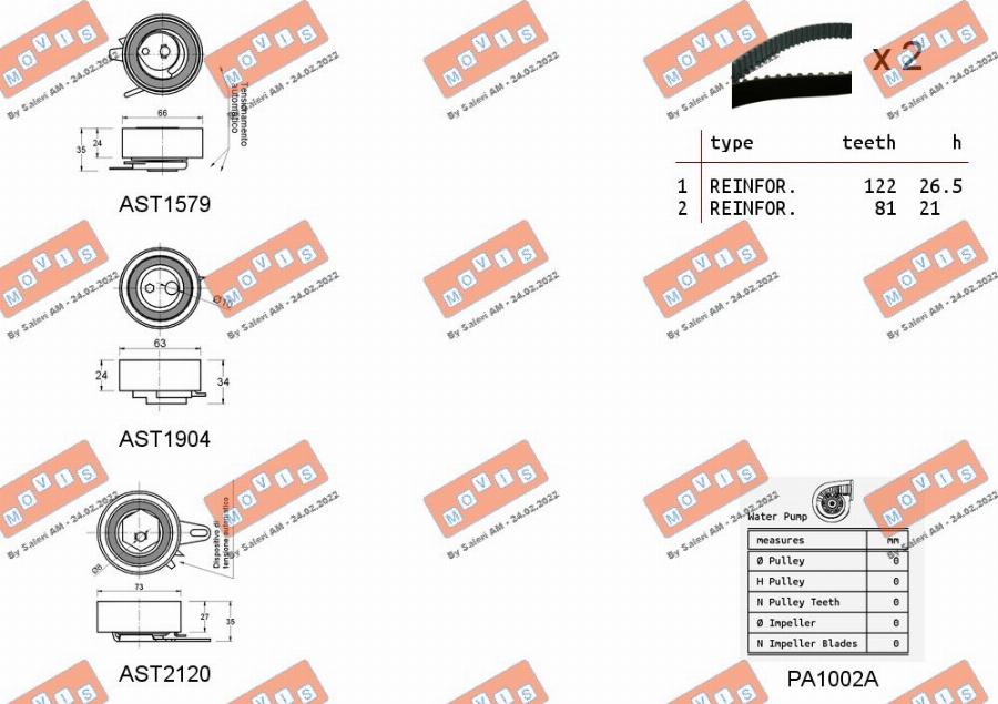 MOVIS ASTK0946PA - Водна помпа+ к-кт ангренажен ремък vvparts.bg