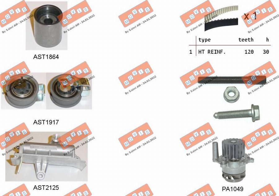 MOVIS ASTK0941PA2 - Водна помпа+ к-кт ангренажен ремък vvparts.bg