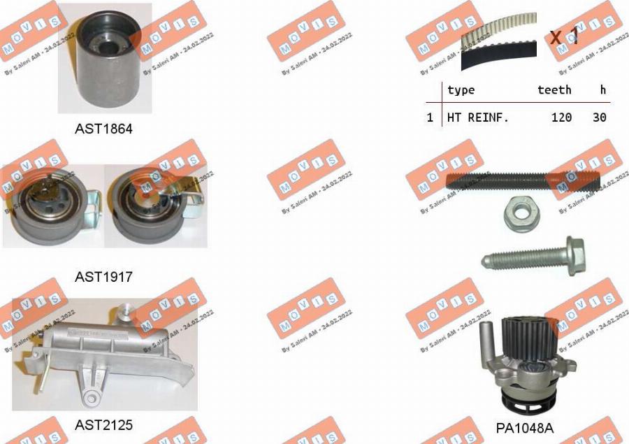 MOVIS ASTK0941PA - Водна помпа+ к-кт ангренажен ремък vvparts.bg