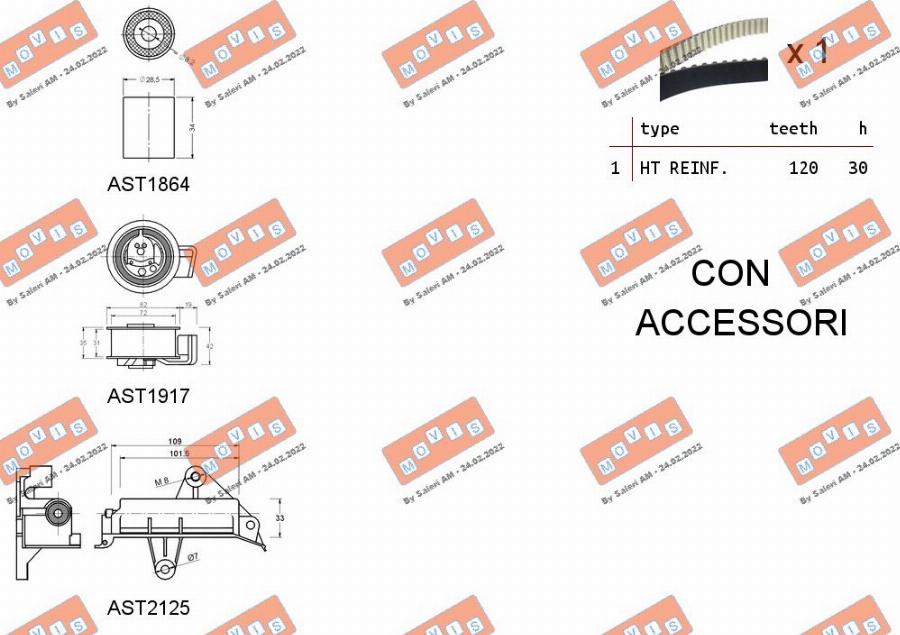 MOVIS ASTK0941 - Комплект ангренажен ремък vvparts.bg