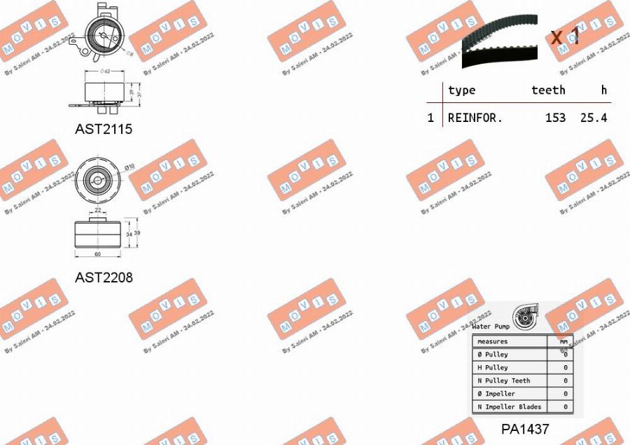 MOVIS ASTK0948PA - Водна помпа+ к-кт ангренажен ремък vvparts.bg