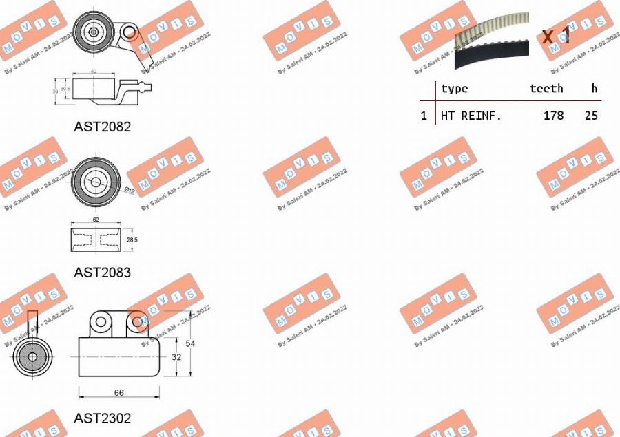 MOVIS ASTK0956C - Комплект ангренажен ремък vvparts.bg