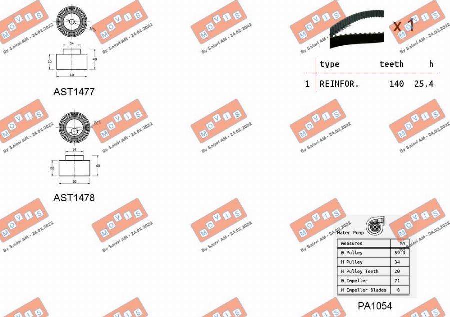 MOVIS ASTK0915PA2 - Водна помпа+ к-кт ангренажен ремък vvparts.bg