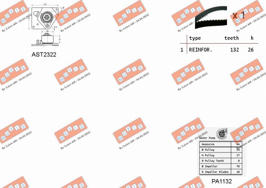 MOVIS ASTK0916PA - Водна помпа+ к-кт ангренажен ремък vvparts.bg