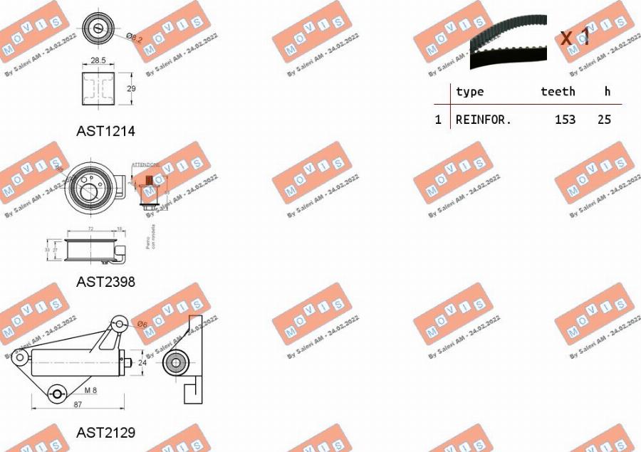 MOVIS ASTK0911C - Комплект ангренажен ремък vvparts.bg