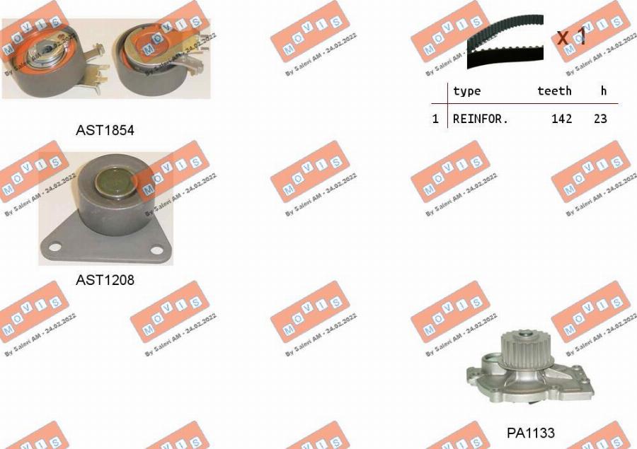 MOVIS ASTK0913PA - Водна помпа+ к-кт ангренажен ремък vvparts.bg