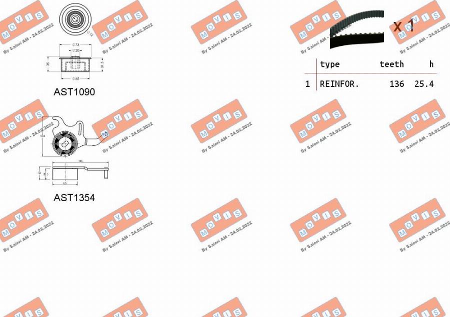 MOVIS ASTK0986 - Комплект ангренажен ремък vvparts.bg