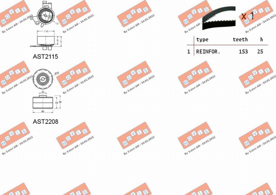 MOVIS ASTK0930 - Комплект ангренажен ремък vvparts.bg