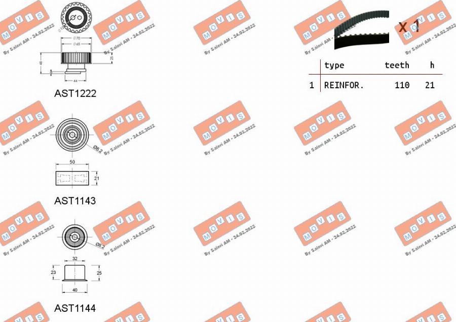 MOVIS ASTK0933 - Комплект ангренажен ремък vvparts.bg