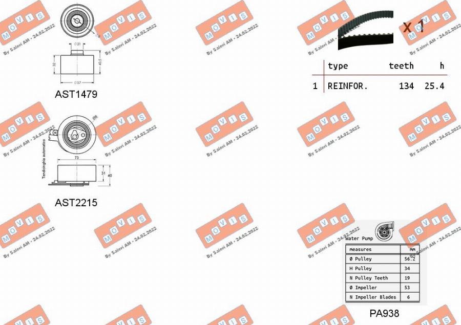 MOVIS ASTK0923PA - Водна помпа+ к-кт ангренажен ремък vvparts.bg