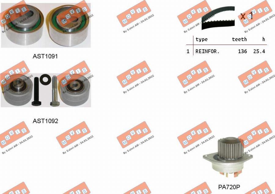 MOVIS ASTK0898PA - Водна помпа+ к-кт ангренажен ремък vvparts.bg