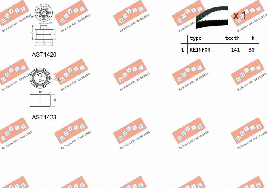 MOVIS ASTK0892 - Комплект ангренажен ремък vvparts.bg